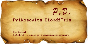 Prikosovits Dionízia névjegykártya